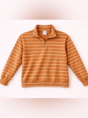 Jax & Lennon Youth Kids DRIFTER Quarter-Zip Striped Sweater - Bamboo pullover